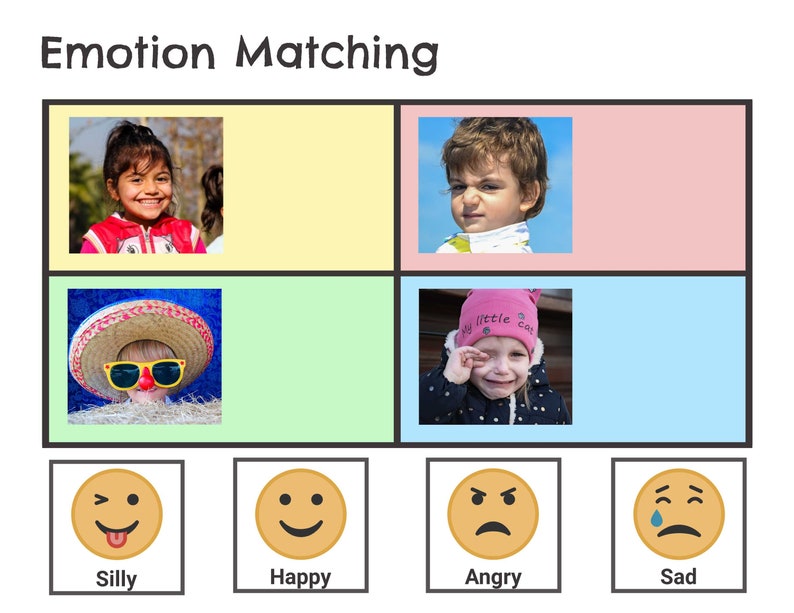 Printable Busy Book Page Emotions File Folder Game Preschool image 0