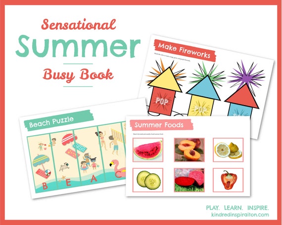 Summer Printable Busy Book Preschool Quiet Book Toddler