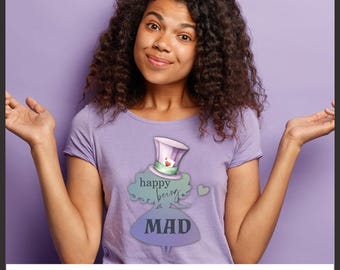 Mad Hatter T-shirt design, Wonderland iron on printable, and Descendants PNG