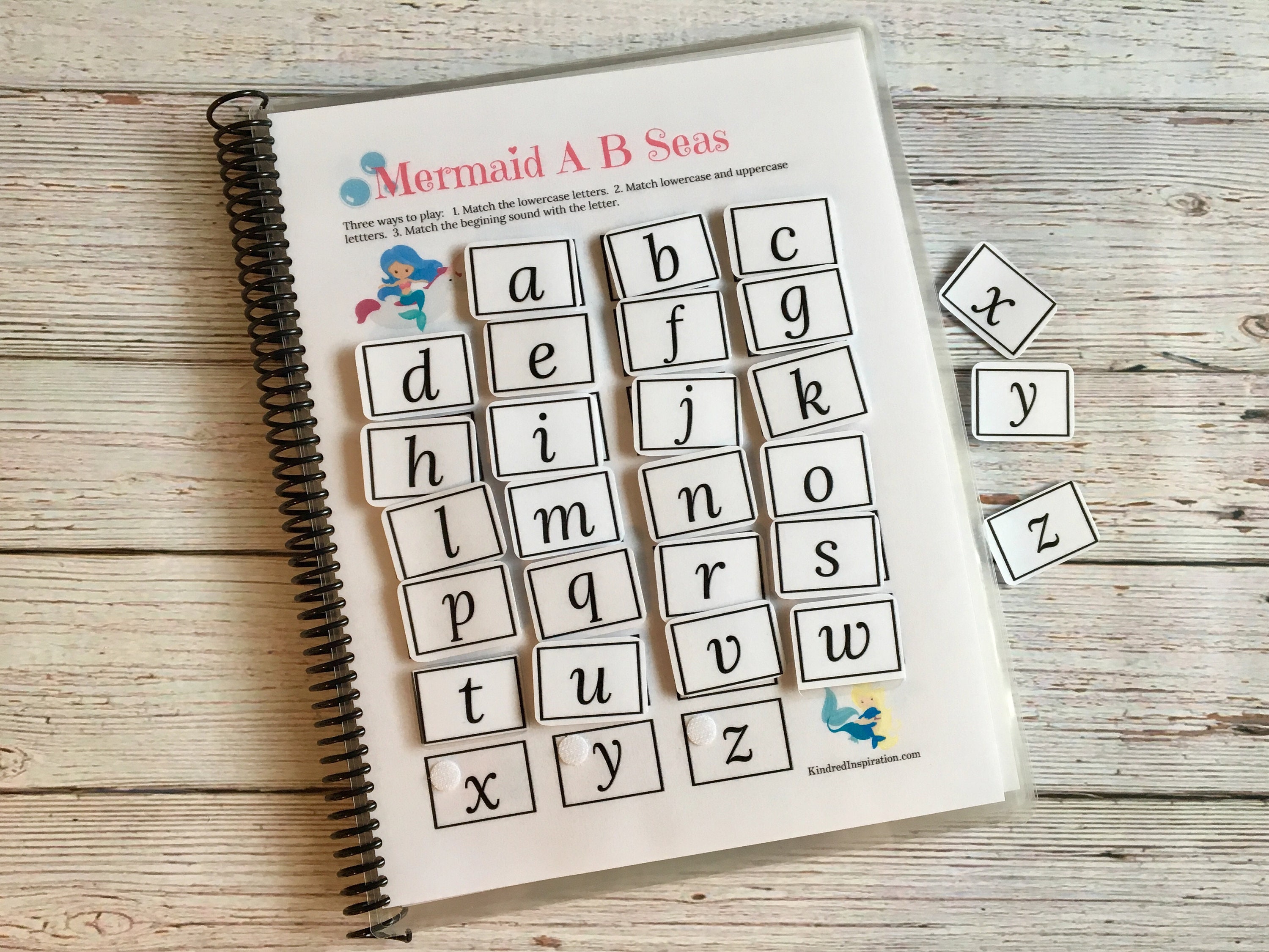 ABC File Folder Game Mermaid Printable Busy Book Page Ocean Etsy
