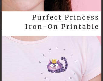 Purfect Princess Cheshire Cat Disney Descendants Wonderland inspired printable iron on design PNG