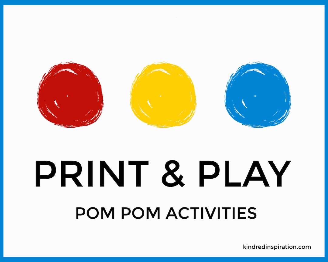 Pom Pom Printable, DIY Kids Kit, Activity Mats, Pre-k Learning Binder,  Toddler Busy Bag, Quiet Book, File Folder Game, Fine Motor Craft Pack 