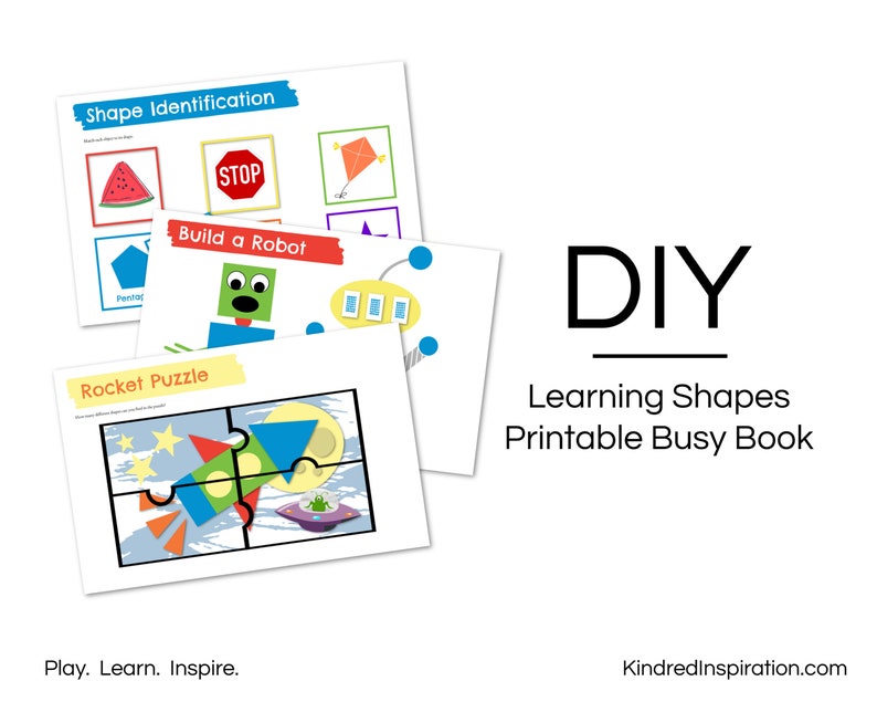 Busy Book: Shapes Educational Workbook Travel Toy and Games Preschool Printable Quiet Book Pre-K Activity Pack Toddler Learning Binder