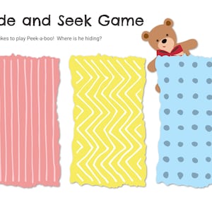 Printable Busy Book Page, Hide-and-Seek File Folder Game, Preschool Learning Binder Activity, Toddler Busy Bag, Quiet Book Worksheet