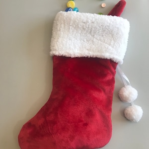 Plush Christmas Stocking | Red and White Holiday Stocking