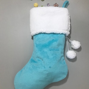 Velvet Plush Christmas Stocking | Teal Holiday Stocking