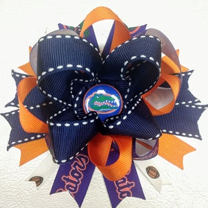Florida Gators hairbow, Gators hairbow, college football hairbow, Florida Gators, Gators, Blue and Orange hairbow, football hairbow