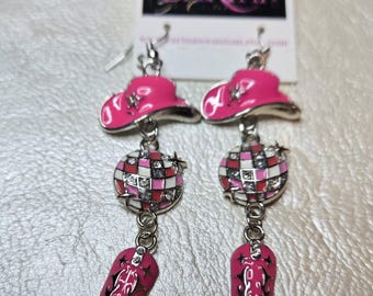 cowgirl earrings, cowboy hat earrings, cowgirl boot earrings, western jewelry, rodeo earrings, country earrings, country western earrings