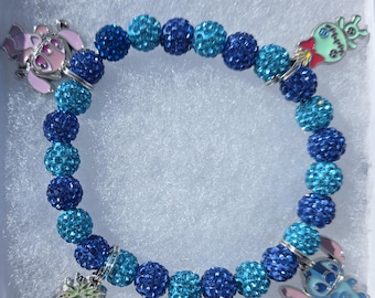 Stitch, Stitch movie, Lilo & Stitch, Ohana, Stitch charm bracelet, Stitch bracelet, bling charm bracelet,