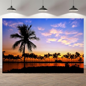 Hawaii Beach Sunset Party Photo Booth Backdrop Photography Custom Background Vinyl Photo Studio Banner