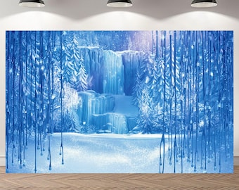 Frozen Ice Snow Princess Photo Booth Fondo de cumpleaños Fotografía de invierno Fondo personalizado Vinilo Banner Photo Booth