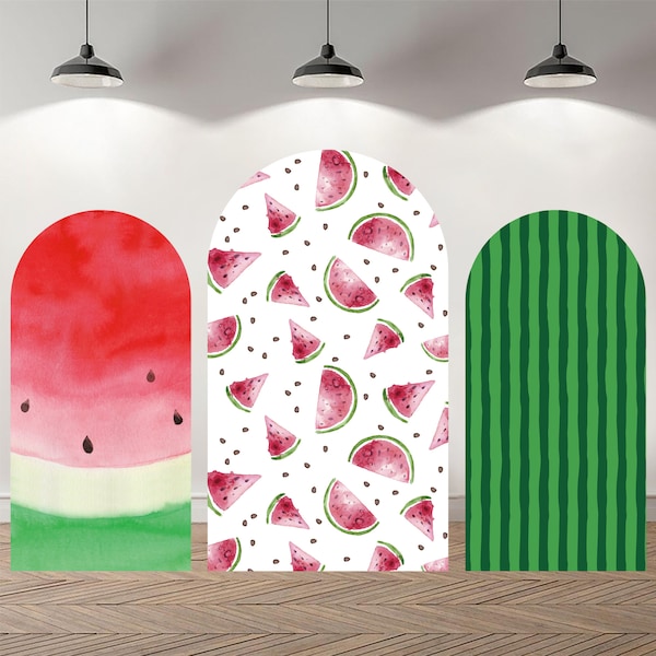 Custom Double-Sided Arch Cover Photo Backdrop Personalized Watermelon Photography Background  Custom Birthday Party Background