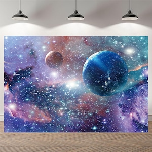 Planet And Galaxy Birthday Custom Photography Backdrop Starry Sky Outer Space Photography  Custom Background Vinyl Photo Studio Banner