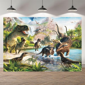 Jurassic World Dinosaur Backdrop Baby Shower Photography Boys Forest Jungle Custom Background Vinyl Photo Studio Banner