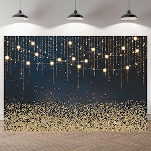 Gold Glitter Sparkle Backdrop Decor Banner Vinyl Photo Booth Backdrop Party Decoration for Birthday Background Photography