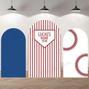 Custom Double-Sided Arch Cover Photo Backdrop Personalized Baseball Photography Background  Custom Birthday Party Background