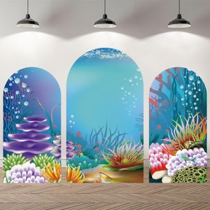 Custom Double-Sided Arch Cover Photo Backdrop Personalized Under the Sea Photography Background  Custom Birthday Party Background