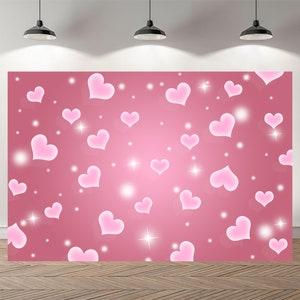 Pink Hearts Early 2000s Photography Backdrop Romantic Valentines Day 80 90 Background Birthday Party Banner Decor Supplies Custom Backdrop