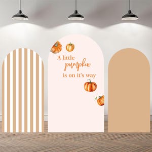 Custom Double-Sided Arch Cover Photo Backdrop Personalized Pumpkin Baby Shower Photography Custom Birthday Party Background