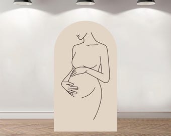 Custom Double-Sided Arch Cover Photo Backdrop Pregnant Woman Silhouette Photography Background Personalized Baby Shower Party Background