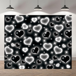 Early 2000s Heart Photography Backdrop 80s 90s Decor Banner Vinyl Photo Booth Backdrop Party Decoration for Birthday Background Photography