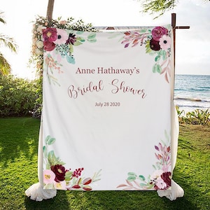 Wedding Decor Custom Backdrop Floral Backdrop Photo Booth Personalized Tapestry Boho Wedding Sign Flower Backdrop Banner