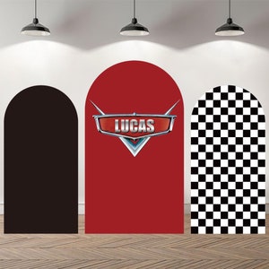 Custom Double-Sided Arch Cover Photo Backdrop Personalized Cars Theme Photography Background  Custom Birthday Party Background