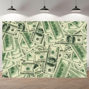 100 Dollar Scheine Geld Grün Geburtstag Hintergrund Golden Glitter Fotografie Decor Benutzerdefinierte Hintergrund Vinyl Fotostudio Banner