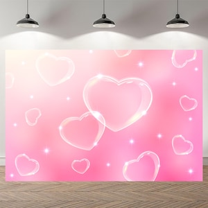 Pink Hearts Early 2000s Photography Backdrop Romantic Valentines Day 80 90 Background Birthday Party Banner Decor Supplies Custom Backdrop