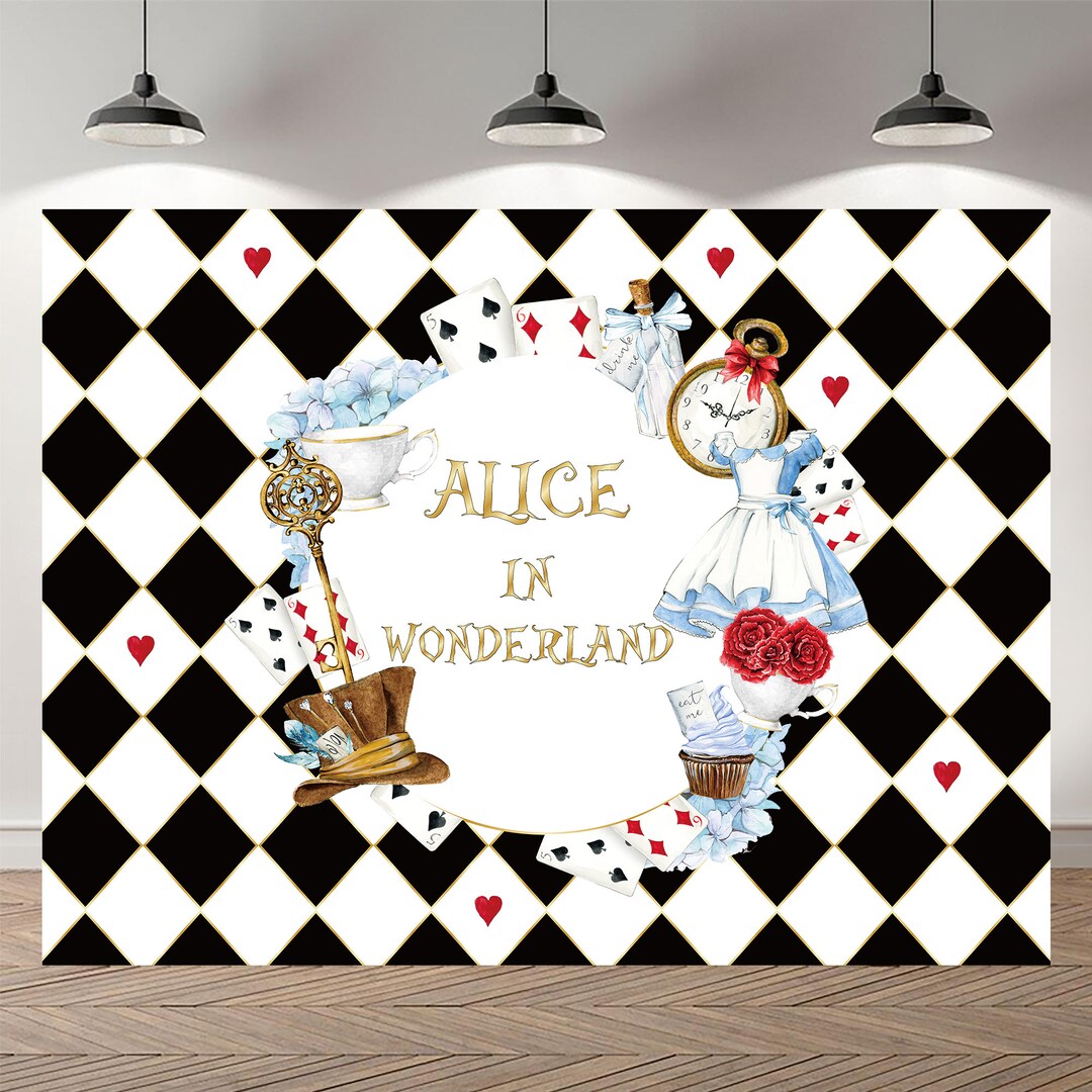 Alice in Wonderland Birthday Backdrop Baby Shower Photography Girls ...