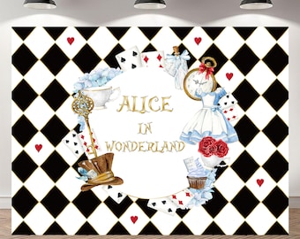Alice In Wonderland Birthday Backdrop Baby Shower Photography Girls Wild Custom Background Vinyl Photo Studio Banner