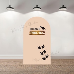 Custom Double-Sided Arch Cover Photo Backdrop Personalized Dinosaur Baby Shower Photography Custom Dinosaur Birthday Party Decor