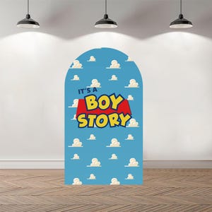Sfondo fotografico personalizzato con arco bifacciale, sfondo fotografico personalizzato per la storia di It's a Boy, sfondo per la festa di compleanno personalizzato