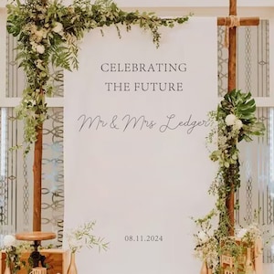 Wedding Sign Backdrop Boho Bridal Shower Backdrop Personalized Tapestry Wedding Decor Custom Sign Wedding Backdrop for Reception