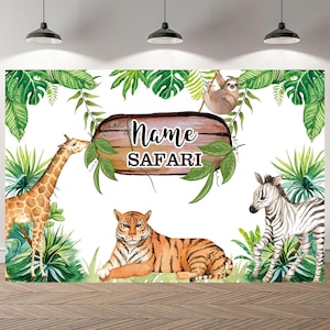 Safari Backdrop Jungle Backdrop Safari Party Wild One Jungle Animals Birthday Backdrop Custom Baby Shower Background Photo Booth Banner