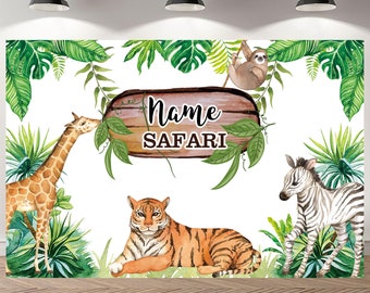 Safari Backdrop Jungle Backdrop Safari Party Wild One Jungle Animals Birthday Backdrop Custom Baby Shower Background Photo Booth Banner