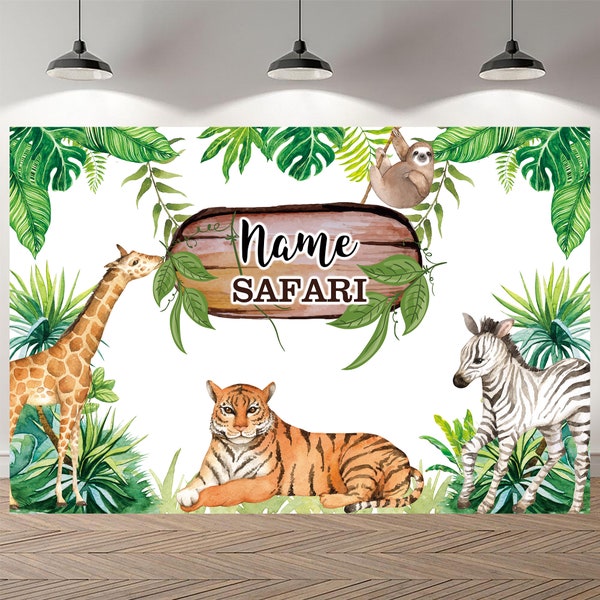 Safari Backdrop Jungle Backdrop Safari Party Wild One Jungle Animals Birthday Backdrop Custom Baby Shower Background Photo Booth Banner