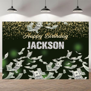 100 Dollarscheine Geld grün Geburtstag Hintergrund Golden Glitter Foto Dekor benutzerdefinierte Hintergrund Vinyl Foto Studio Banner