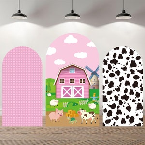 Custom Double-Sided Arch Cover Photo Backdrop Personalized Farm Baby Shower Photography Background Custom Birthday Party Decor