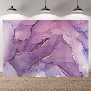 Purple Gold Marble Backdrop,Abstract Purple Marble Birthday Party Background Modern Marble Stone  Backdrop Custom Banner