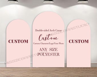 Double-Sided Arch Cover Photo Backdrop Personalized Pattern Color Photography Background  Custom Wedding Birthday Any Event Party Background