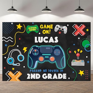 Pano de fundo para fotografia de aniversário, vídeo game, festa infantil, fundo de jogos personalizado, festa para adolescentes, banner de estúdio fotográfico