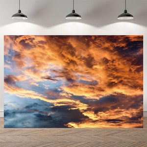 Summer Cloud Sky Sunset Backdrop Party Backdrop Baby Shower Photography Custom Birthday Background Vinyl Photo Banner