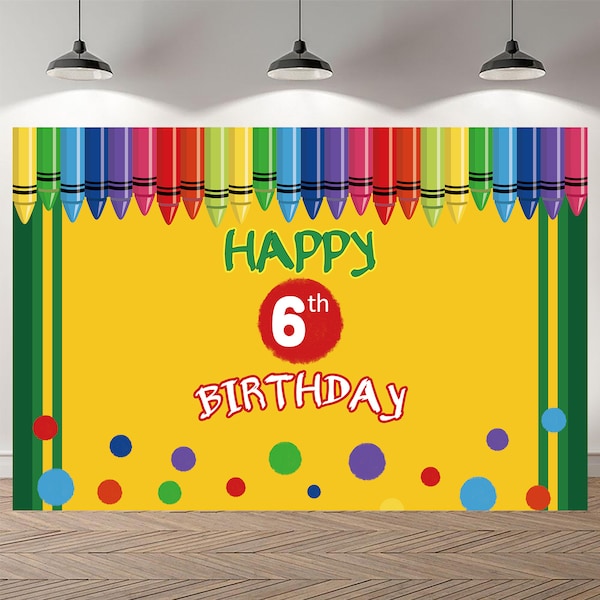 Crayon Party Birthday Backdrop Photo Booth Photography Crayon Backdrop Custom Background Vinyl Photo Studio Banner