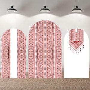 Custom Double-Sided Arch Cover Photo Backdrop Palestinian Embroidery Background Palestinian Henna Wedding Party Background