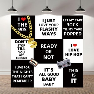 90s Party Photo Backdrop Retro Disco Photography Hip-Hop Background Vinyl Photo Studio 1990&#39;s Neon Eighties Banner