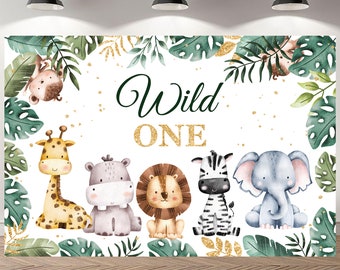 Wild One First Birthday Party Sfondo Fotografia Personalizzato Baby Shower Ragazzi Ragazze Vinile Giungla Safari Animali Photo Studio Banner