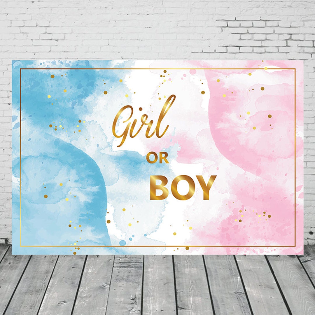 Imirell Gender Reveal Backdrop 5W*7H Feet Boy Or Girl He Or She Cake