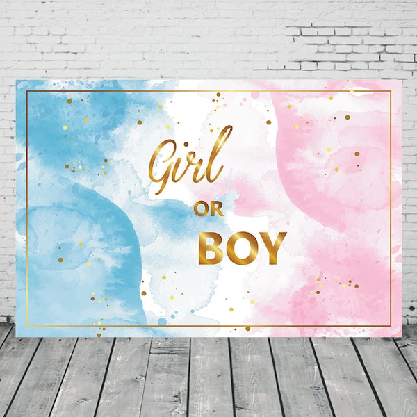 Bule Pink Photo Backdrop Baby Shower Gender Reveal Gilr or Boy Photography Background Vinyl Photo Studio Banner