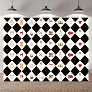Alice In Wonderland Birthday Backdrop Baby Shower Photography Girls Wild Custom Background Vinyl Photo Studio Banner